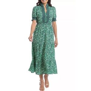 London Times Green Floral Midi Dress